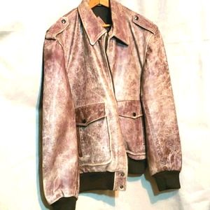 Leather Collection Distressed Aviator Leather Sz S